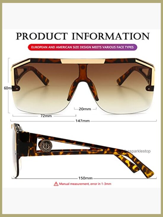 Square Oversized Flat Top Shield Sunglasses One Lens